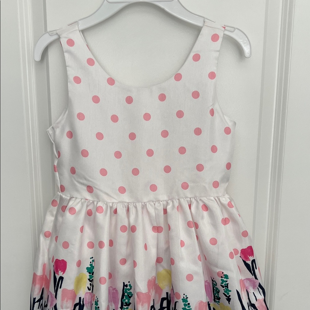 Gymboree White Dress with Pink Dots and Floral Design